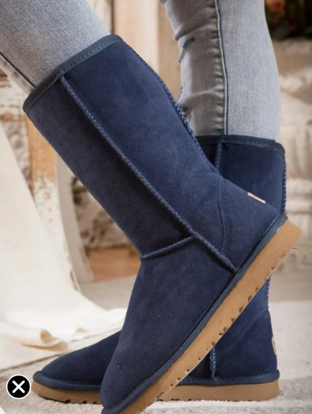 AUTHENTIC UGG AUSTRALIA SHEEPSKIN CLASSIC MID LENGTH BOOTS NAVY BLUE SIZE 7 $200